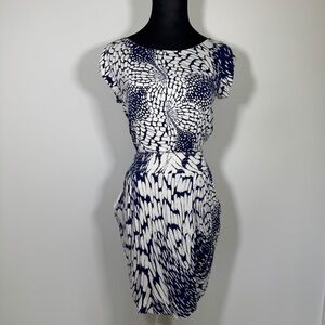 Shoshanna Blue & White Abstract‎ Print Dress Size S